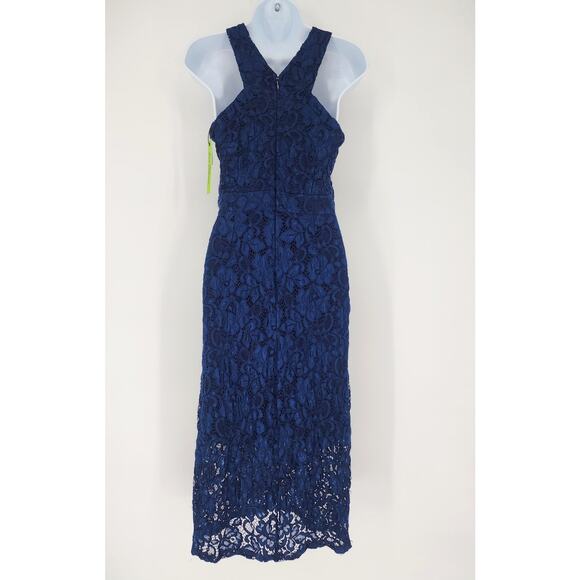 Sam Edelman Navy Blue Floral Lace Halter Midi Dress Size 2 NWT - Picture 3 of 12